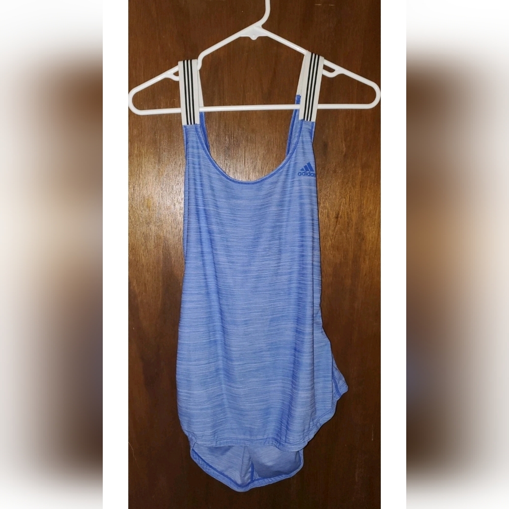 Adidas Climalite Blue Tank Top Sz Large Criss Crosd Back
